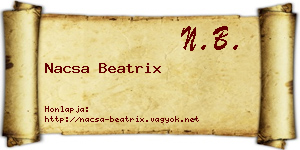 Nacsa Beatrix névjegykártya
